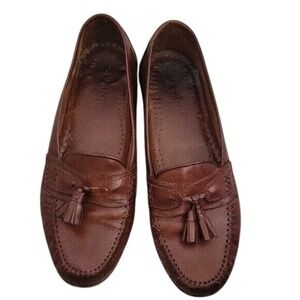 Alfani Italian Leather Loafers Mens Tassel Slip On Dress Shoes Brown career work